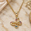 Oro Laminado Pendant Necklace, Gold Filled Style Butterfly Design, with Multicolor Micro Pave, Polished, Golden Finish, 04.156.0317.3.20 (02 MM Thickness, 20 Inches Length)
