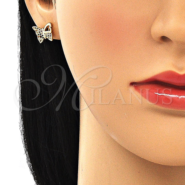 Gold Filled Ring — Stud Earring Butterfly Design with Multicolor Micro Pave — alternate product view — SKU 134507 | Oro Laminado anillo — Stud Earring Butterfly diseño with Multicolor Micro Pave — SKU 134507