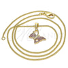 Oro Laminado Pendant Necklace, Gold Filled Style Butterfly Design, with Ruby Micro Pave, Polished, Golden Finish, 04.156.0318.1.20 (02 MM Thickness, 20 Inches Length)