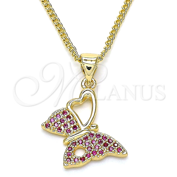 Gold Filled Necklace — Pendant Necklace Butterfly Design with Ruby Micro Pave — main product view — SKU 134509 | Oro Laminado collar — Pendant Necklace Butterfly diseño with Ruby Micro Pave — SKU 134509