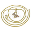 Oro Laminado Pendant Necklace, Gold Filled Style Butterfly Design, with Garnet Micro Pave, Polished, Golden Finish, 04.156.0318.2.20 (02 MM Thickness, 20 Inches Length)
