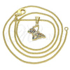 Oro Laminado Pendant Necklace, Gold Filled Style Butterfly Design, with Multicolor Micro Pave, Polished, Golden Finish, 04.156.0318.3.20 (02 MM Thickness, 20 Inches Length)