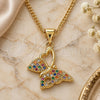 Oro Laminado Pendant Necklace, Gold Filled Style Butterfly Design, with Multicolor Micro Pave, Polished, Golden Finish, 04.156.0318.3.20 (02 MM Thickness, 20 Inches Length)