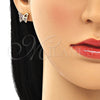 Oro Laminado Earring and Pendant Adult Set, Gold Filled Style Butterfly Design, with Ruby Micro Pave, Polished, Golden Finish, 10.156.0261.1