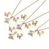 Oro Laminado Earring and Pendant Adult Set, Gold Filled Style Butterfly Design, with Ruby Micro Pave, Polished, Golden Finish, 10.156.0261.1