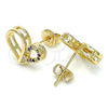 Oro Laminado Stud Earring, Gold Filled Style Heart Design, with Multicolor Micro Pave, Polished, Golden Finish, 02.156.0457.3