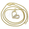 Oro Laminado Pendant Necklace, Gold Filled Style Heart Design, with White Micro Pave, Polished, Golden Finish, 04.156.0319.20 (02 MM Thickness, 20 Inches Length)