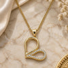 Oro Laminado Pendant Necklace, Gold Filled Style Heart Design, with White Micro Pave, Polished, Golden Finish, 04.156.0319.20 (02 MM Thickness, 20 Inches Length)