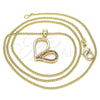 Oro Laminado Pendant Necklace, Gold Filled Style Heart Design, with Garnet Micro Pave, Polished, Golden Finish, 04.156.0319.2.20 (02 MM Thickness, 20 Inches Length)
