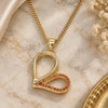 Oro Laminado Pendant Necklace, Gold Filled Style Heart Design, with Garnet Micro Pave, Polished, Golden Finish, 04.156.0319.2.20 (02 MM Thickness, 20 Inches Length)