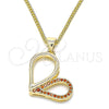 Oro Laminado Pendant Necklace, Gold Filled Style Heart Design, with Garnet Micro Pave, Polished, Golden Finish, 04.156.0319.2.20 (02 MM Thickness, 20 Inches Length)