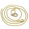 Oro Laminado Pendant Necklace, Gold Filled Style Heart Design, with Multicolor Micro Pave, Polished, Golden Finish, 04.156.0319.3.20 (02 MM Thickness, 20 Inches Length)