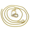Oro Laminado Pendant Necklace, Gold Filled Style Heart Design, with Multicolor Micro Pave, Polished, Golden Finish, 04.156.0319.3.20 (02 MM Thickness, 20 Inches Length)