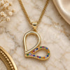 Oro Laminado Pendant Necklace, Gold Filled Style Heart Design, with Multicolor Micro Pave, Polished, Golden Finish, 04.156.0319.3.20 (02 MM Thickness, 20 Inches Length)