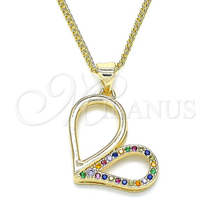 Gold Filled Necklace — Pendant Necklace Heart Design with Multicolor Micro Pave — main product view — SKU 134524 | Oro Laminado collar — Pendant Necklace corazón diseño with Multicolor Micro Pave — SKU 134524