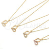 Oro Laminado Pendant Necklace, Gold Filled Style Heart Design, with Multicolor Micro Pave, Polished, Golden Finish, 04.156.0319.3.20 (02 MM Thickness, 20 Inches Length)