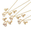 Oro Laminado Earring and Pendant Adult Set, Gold Filled Style Heart Design, with Garnet Micro Pave, Polished, Golden Finish, 10.156.0262.2