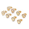 Oro Laminado Stud Earring, Gold Filled Style Heart Design, with Ruby Micro Pave, Polished, Golden Finish, 02.156.0458.1