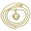 Oro Laminado Pendant Necklace, Gold Filled Style Heart Design, with White Micro Pave, Polished, Golden Finish, 04.156.0320.20 (02 MM Thickness, 20 Inches Length)