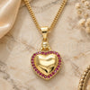 Oro Laminado Pendant Necklace, Gold Filled Style Heart Design, with Ruby Micro Pave, Polished, Golden Finish, 04.156.0320.1.20 (02 MM Thickness, 20 Inches Length)