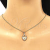 Oro Laminado Pendant Necklace, Gold Filled Style Heart Design, with Garnet Micro Pave, Polished, Golden Finish, 04.156.0320.2.20 (02 MM Thickness, 20 Inches Length)