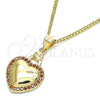 Oro Laminado Pendant Necklace, Gold Filled Style Heart Design, with Garnet Micro Pave, Polished, Golden Finish, 04.156.0320.2.20 (02 MM Thickness, 20 Inches Length)