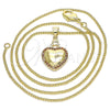 Oro Laminado Pendant Necklace, Gold Filled Style Heart Design, with Garnet Micro Pave, Polished, Golden Finish, 04.156.0320.2.20 (02 MM Thickness, 20 Inches Length)