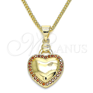 Gold Filled Necklace — Pendant Necklace Heart Design with Garnet Micro Pave — main product view — SKU 134534 | Oro Laminado collar — Pendant Necklace corazón diseño with Garnet Micro Pave — SKU 134534