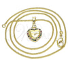 Oro Laminado Pendant Necklace, Gold Filled Style Heart Design, with Multicolor Micro Pave, Polished, Golden Finish, 04.156.0320.3.20 (02 MM Thickness, 20 Inches Length)
