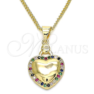 Gold Filled Necklace — Pendant Necklace Heart Design with Multicolor Micro Pave — main product view — SKU 134535 | Oro Laminado collar — Pendant Necklace corazón diseño with Multicolor Micro Pave — SKU 134535