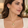 Oro Laminado Earring and Pendant Adult Set, Gold Filled Style Heart Design, with Multicolor Micro Pave, Polished, Golden Finish, 10.156.0263.3