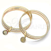 Oro Laminado Semanario Bangle, Gold Filled Style Guadalupe Design, with White Crystal, Diamond Cutting Finish, Tricolor, 07.253.0004.06 (02 MM Thickness, Size 6 (2.75 Diameter))