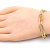 Oro Laminado Fancy Bracelet, Gold Filled Style Paperclip Design, Polished, Golden Finish, 03.341.0082.08 (07 MM Thickness, 8 Inches Length)