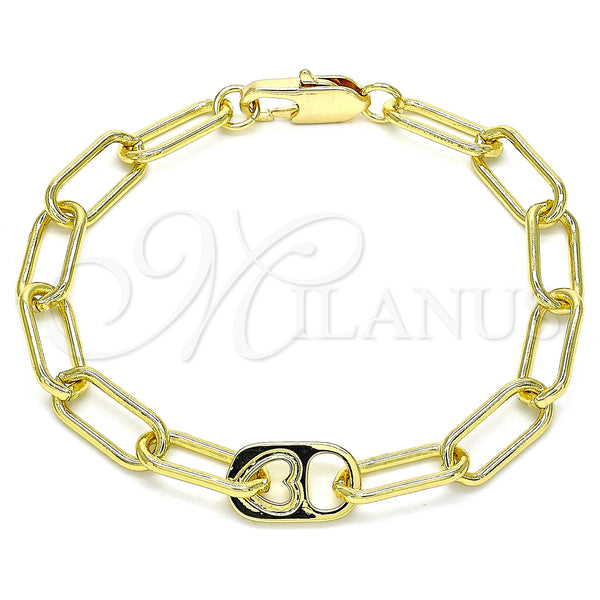 Oro Laminado Fancy Bracelet, Gold Filled Style Paperclip Design, Polished, Golden Finish, 03.341.0082.08 (07 MM Thickness, 8 Inches Length)