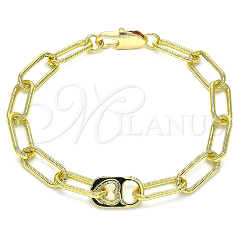 Oro Laminado Fancy Bracelet, Gold Filled Style Paperclip Design, Polished, Golden Finish, 03.341.0082.08 (07 MM Thickness, 8 Inches Length)