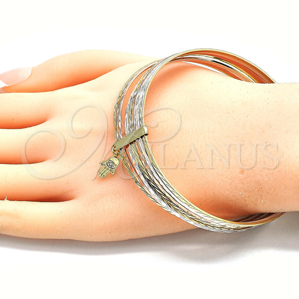 Gold Filled Jewelry — Semanario Bangle Judaica and Hand of God Design — alternate product view — SKU 134549 | Oro Laminado joyería — Semanario Bangle Judaica and Hand of God diseño — SKU 134549