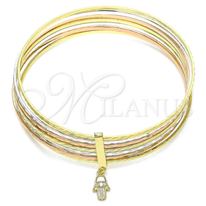 Gold Filled Jewelry — Semanario Bangle Judaica and Hand of God Design — main product view — SKU 134549 | Oro Laminado joyería — Semanario Bangle Judaica and Hand of God diseño — SKU 134549