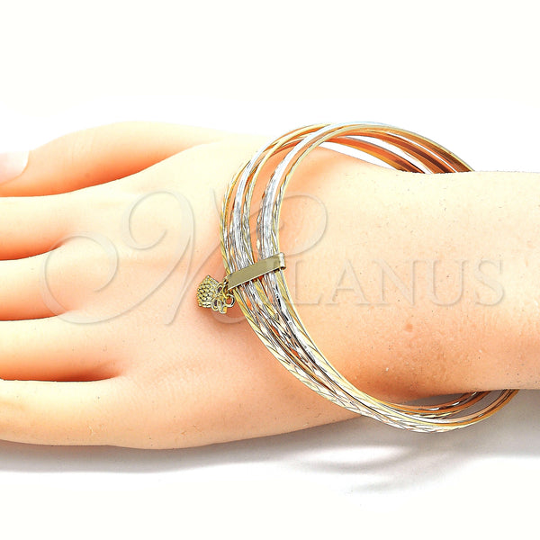 Gold Filled Jewelry — Semanario Bangle Owl Design with Garnet Crystal Diamond — alternate product view — SKU 134552 | Oro Laminado joyería — Semanario Bangle Owl diseño with Garnet cristal Diamond — SKU 134552
