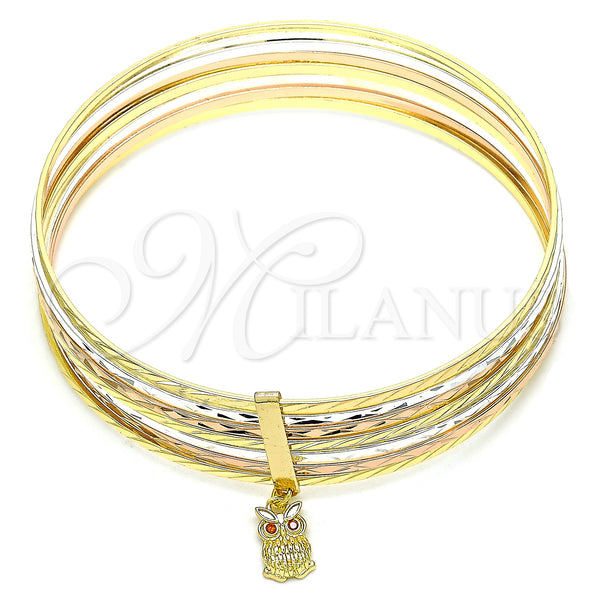 Gold Filled Jewelry — Semanario Bangle Owl Design with Garnet Crystal Diamond — main product view — SKU 134552 | Oro Laminado joyería — Semanario Bangle Owl diseño with Garnet cristal Diamond — SKU 134552