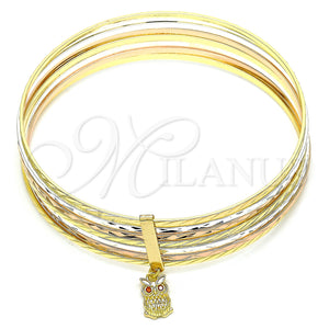Gold Filled Jewelry — Semanario Bangle Owl Design with Garnet Crystal Diamond — main product view — SKU 134552 | Oro Laminado joyería — Semanario Bangle Owl diseño with Garnet cristal Diamond — SKU 134552