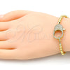 Oro Laminado Adjustable Bolo Bracelet, Gold Filled Style Ball Design, with White Micro Pave, Polished, Golden Finish, 03.341.0084.11 (04 MM Thickness, 11 Inches Length)