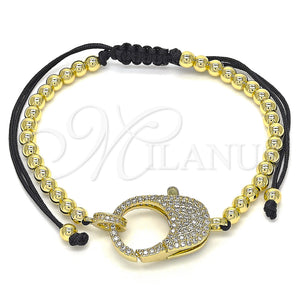 Gold Filled Bracelet — Adjustable Bolo Bracelet Ball Design with White Micro — main product view — SKU 134555 | Oro Laminado brazalete — Adjustable Bolo Bracelet Ball diseño with blanco Micro — SKU 134555