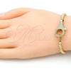Oro Laminado Adjustable Bolo Bracelet, Gold Filled Style Ball Design, with White Micro Pave, Polished, Golden Finish, 03.341.0087.11 (04 MM Thickness, 11 Inches Length)