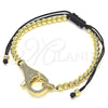 Oro Laminado Adjustable Bolo Bracelet, Gold Filled Style Ball Design, with White Micro Pave, Polished, Golden Finish, 03.341.0087.11 (04 MM Thickness, 11 Inches Length)