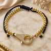 Oro Laminado Adjustable Bolo Bracelet, Gold Filled Style Ball Design, with White Micro Pave, Polished, Golden Finish, 03.341.0087.11 (04 MM Thickness, 11 Inches Length)