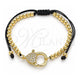 Oro Laminado Adjustable Bolo Bracelet, Gold Filled Style Heart and Ball Design, with White Micro Pave, Polished, Golden Finish, 03.341.0088.11 (11 Inches Length)
