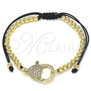 Gold Filled Bracelet — Adjustable Bolo Bracelet Heart and Ball Design with — main product view — SKU 134559 | Oro Laminado brazalete — Adjustable Bolo Bracelet corazón and Ball diseño with — SKU 134559
