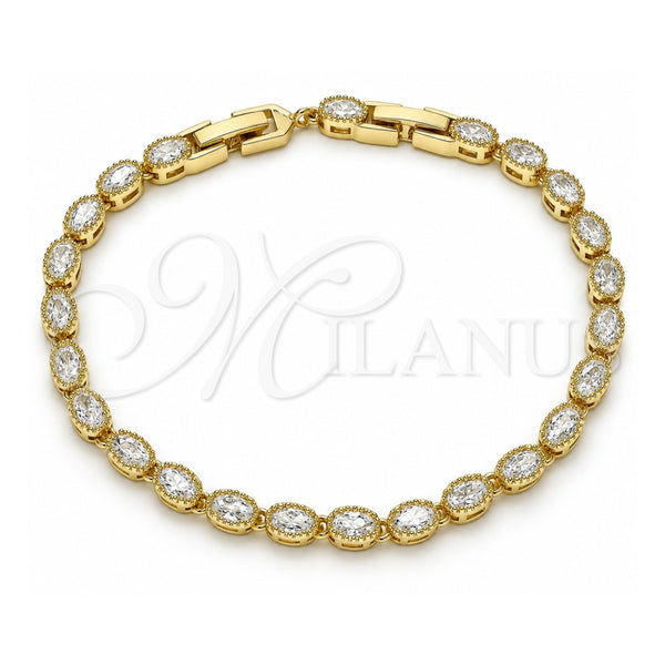 Oro Laminado Tennis Bracelet, Gold Filled Style with White Cubic Zirconia, Polished, Golden Finish, 03.283.0025.08 (04 MM Thickness, 8 Inches Length)