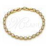 Oro Laminado Tennis Bracelet, Gold Filled Style with White Cubic Zirconia, Polished, Golden Finish, 03.283.0025.08 (04 MM Thickness, 8 Inches Length)