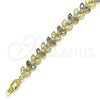 Oro Laminado Tennis Bracelet, Gold Filled Style Leaf Design, with Amethyst and White Cubic Zirconia, Polished, Golden Finish, 03.283.0030.4.08 (09 MM Thickness, 8 Inches Length)
